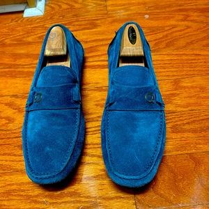 Ferragamo Blue Loafers, Size 9D, barely used soles/rubber.